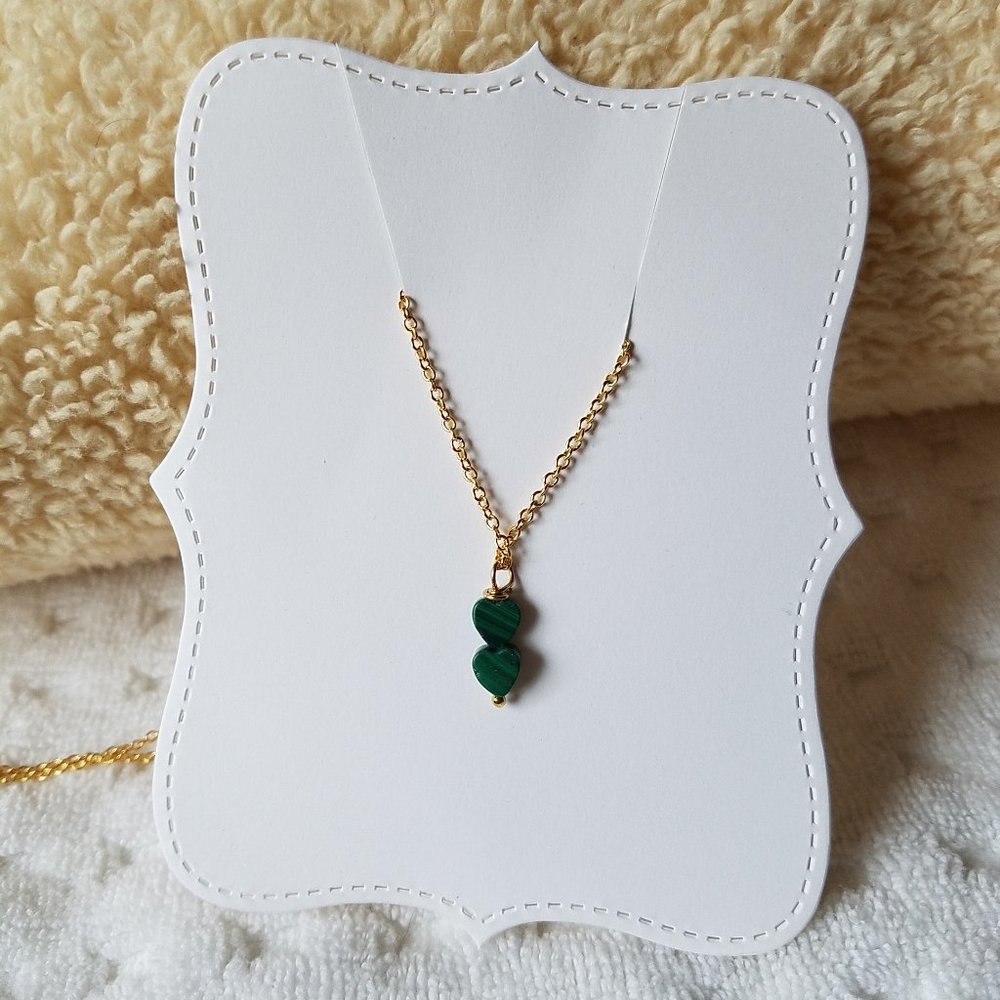 Malachite heart gold-tone necklace